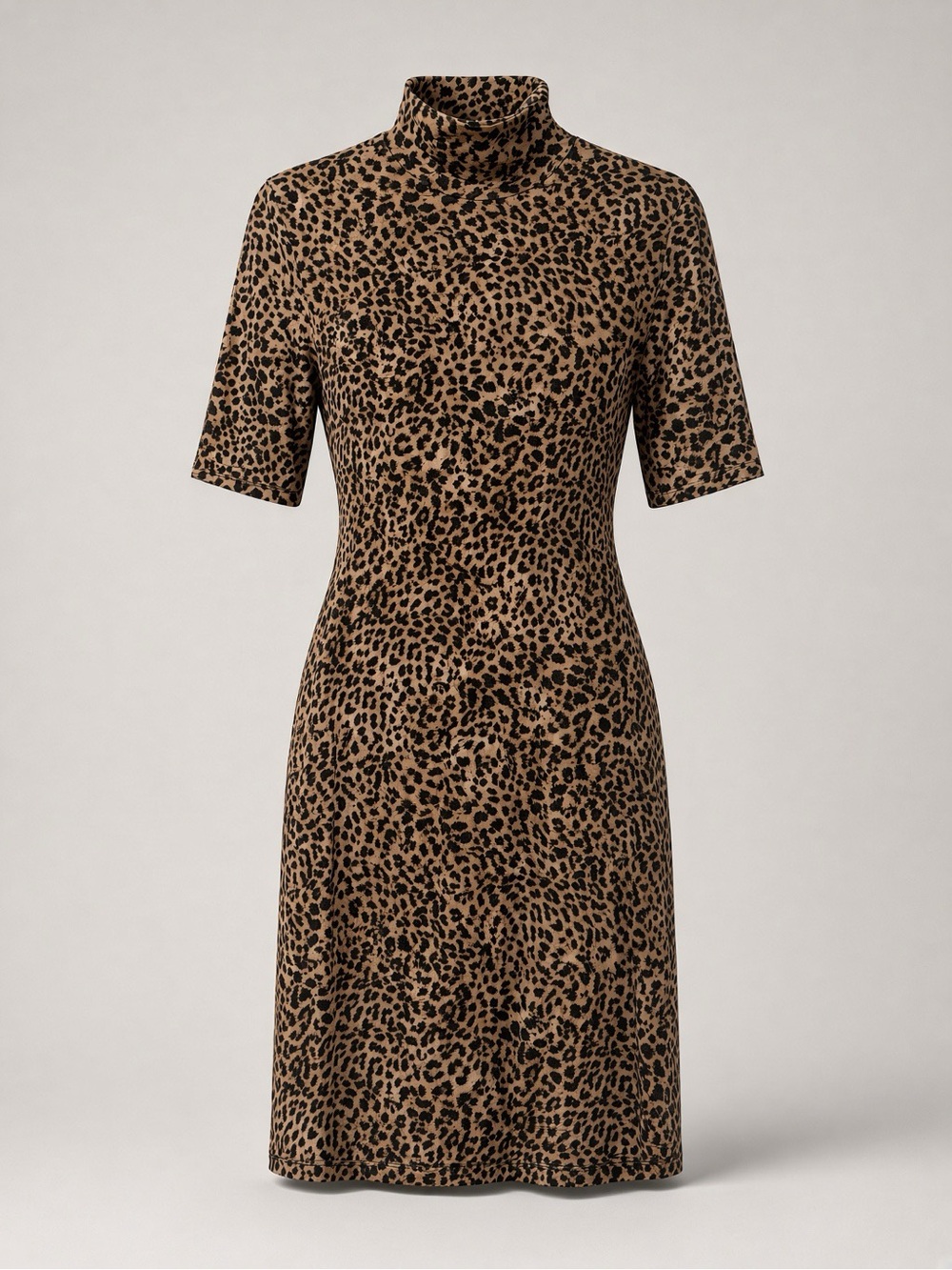 Enza Costa Leopard Mock Neck Mini Dress M